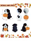 Cute puppy holding pumpkin plush toy