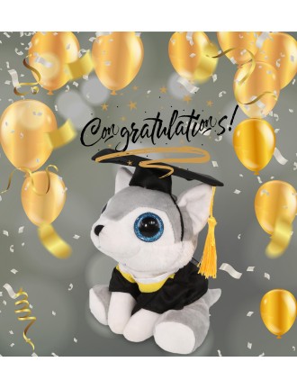 Graduation commemorative bachelor's gown and cute dog plush toy