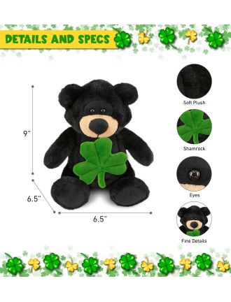 Lucky Clover Black Bear Plush Doll