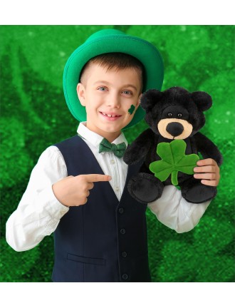 Lucky Clover Black Bear Plush Doll