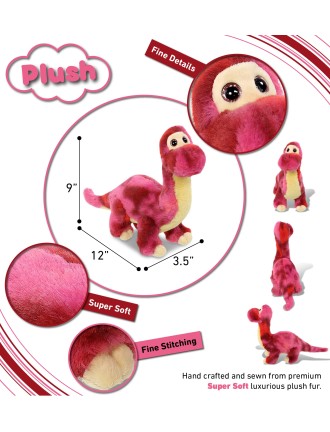 Pink striped dinosaur plush...