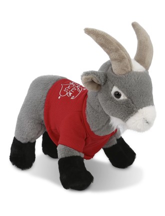 Heart-shaped red goat plush...