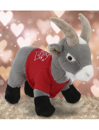 Heart-shaped red goat plush doll